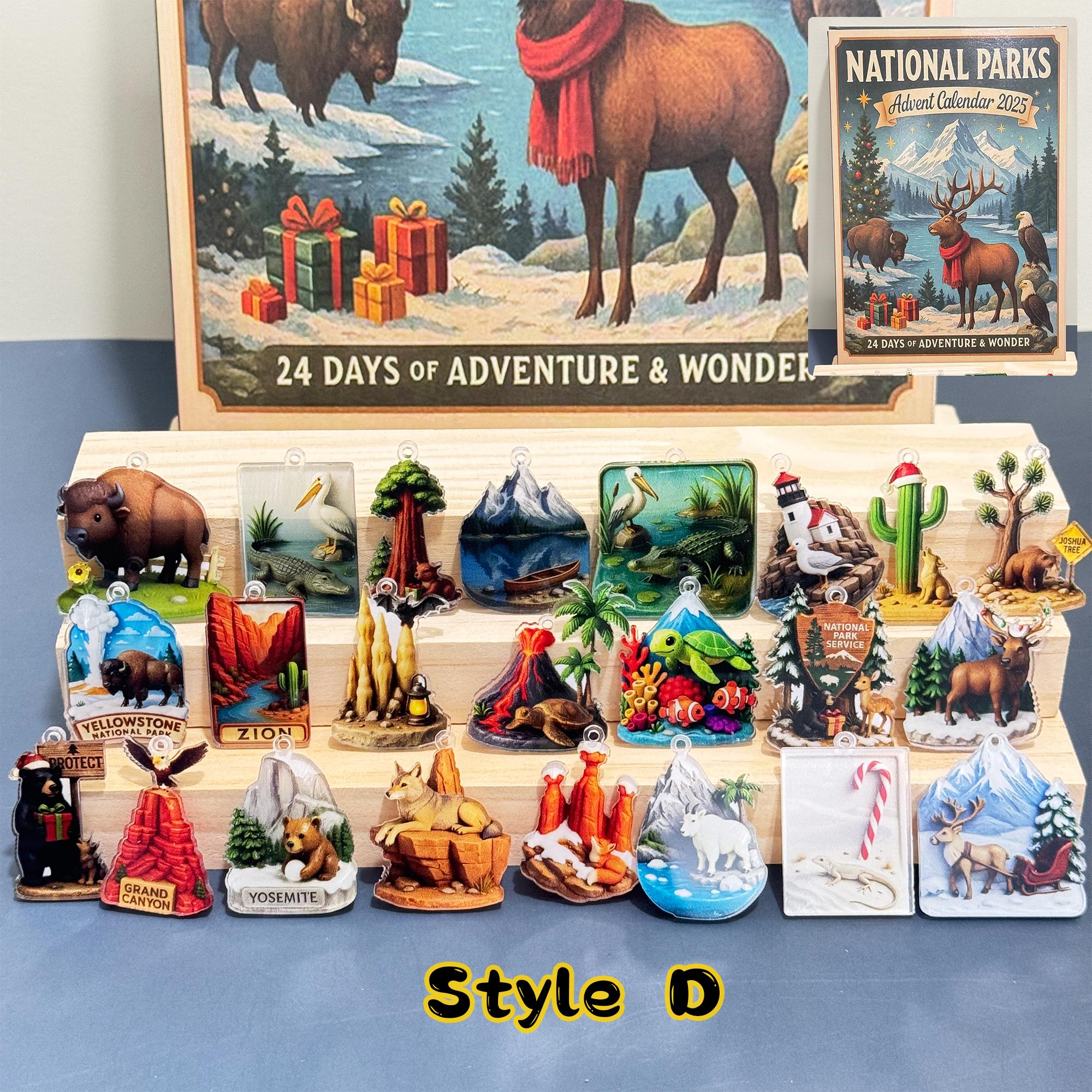 2025 Emotional Support Advent Calendar: 24Pcs Funny Acrylic Ornaments,Vegetable,Fruits,Capibara,The Dragon & Forest,Christmas Countdown Gift