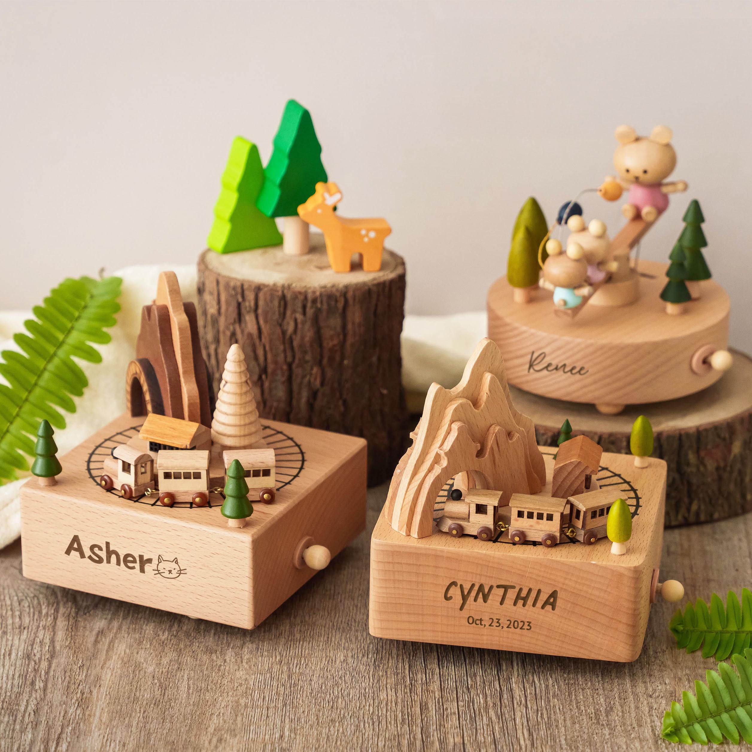 Personalized Wooden Train Music Box, Baby Shower Gift, 1st Birthday Gift, Keepsake Gift for Kids, Newborn Gifts, Engraved Name Music Box
