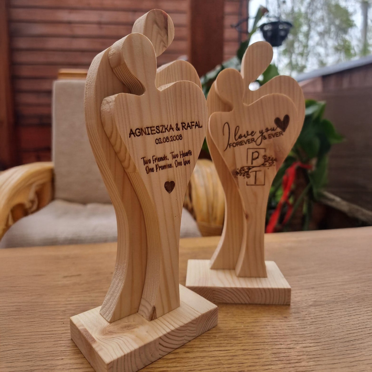 Personalised Handcrafted Wooden Couple Sculpture - A Symbol of Eternal Love, Gift For Wedding Anniversary