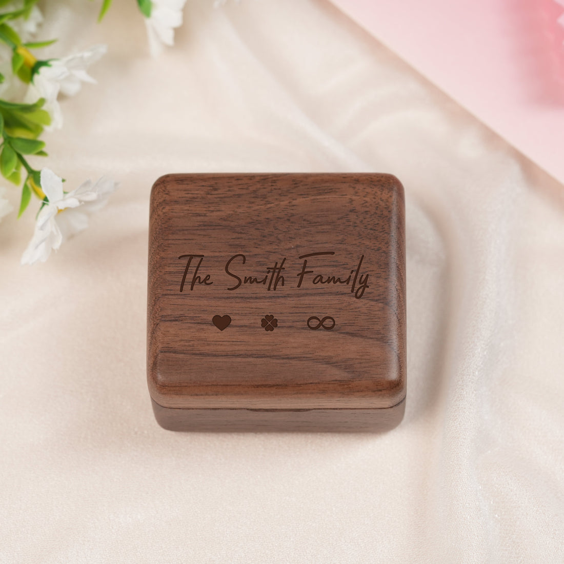 Personalized Music Box with a Custom Metal Melody Mechanism, Wooden Square Music Box