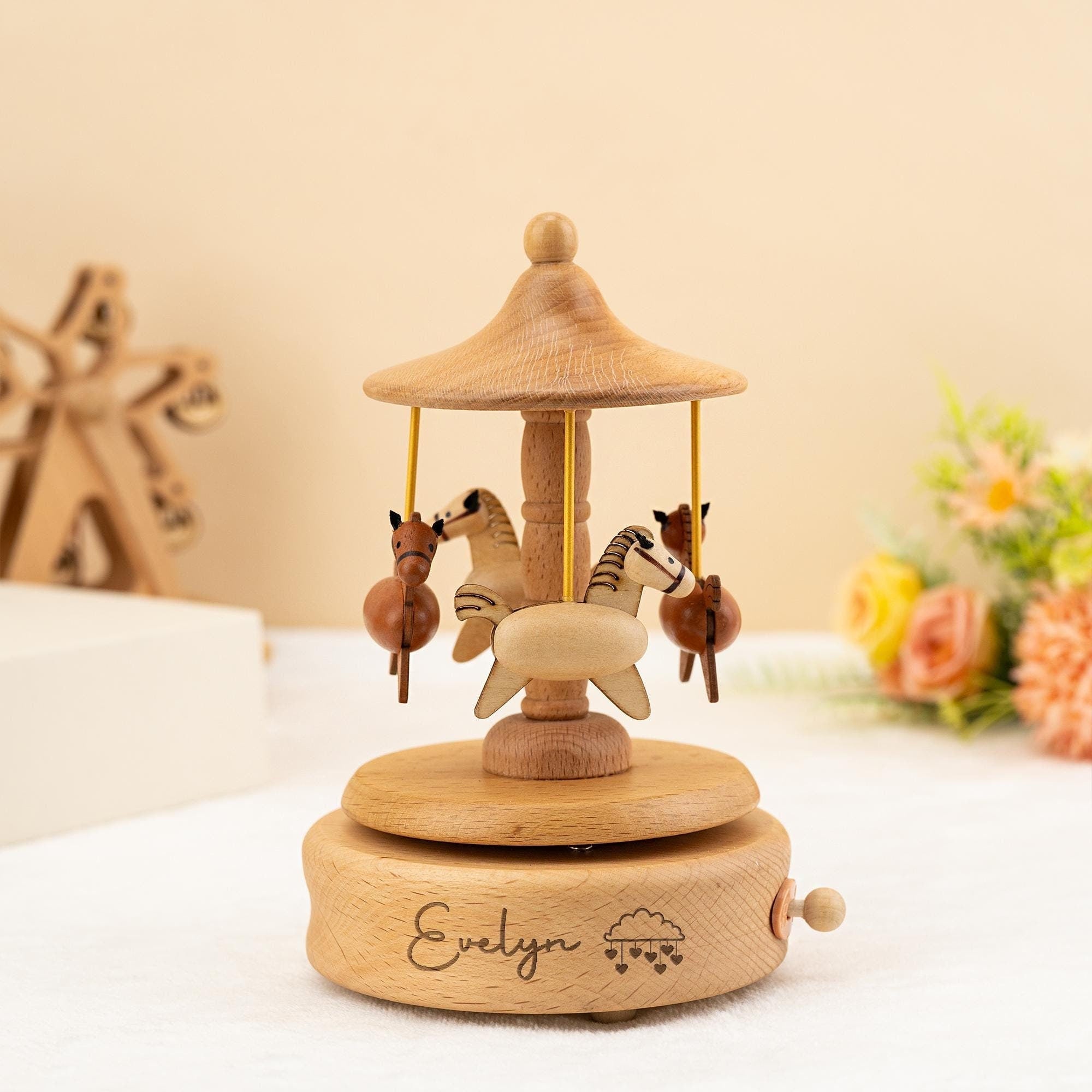 Personalised Wooden Musical Box,Keepsake Gift for Kids,Baby Shower Gift,Holiday Gift,Nursery Decor,Christmas Musical Box,Engraved Music Box