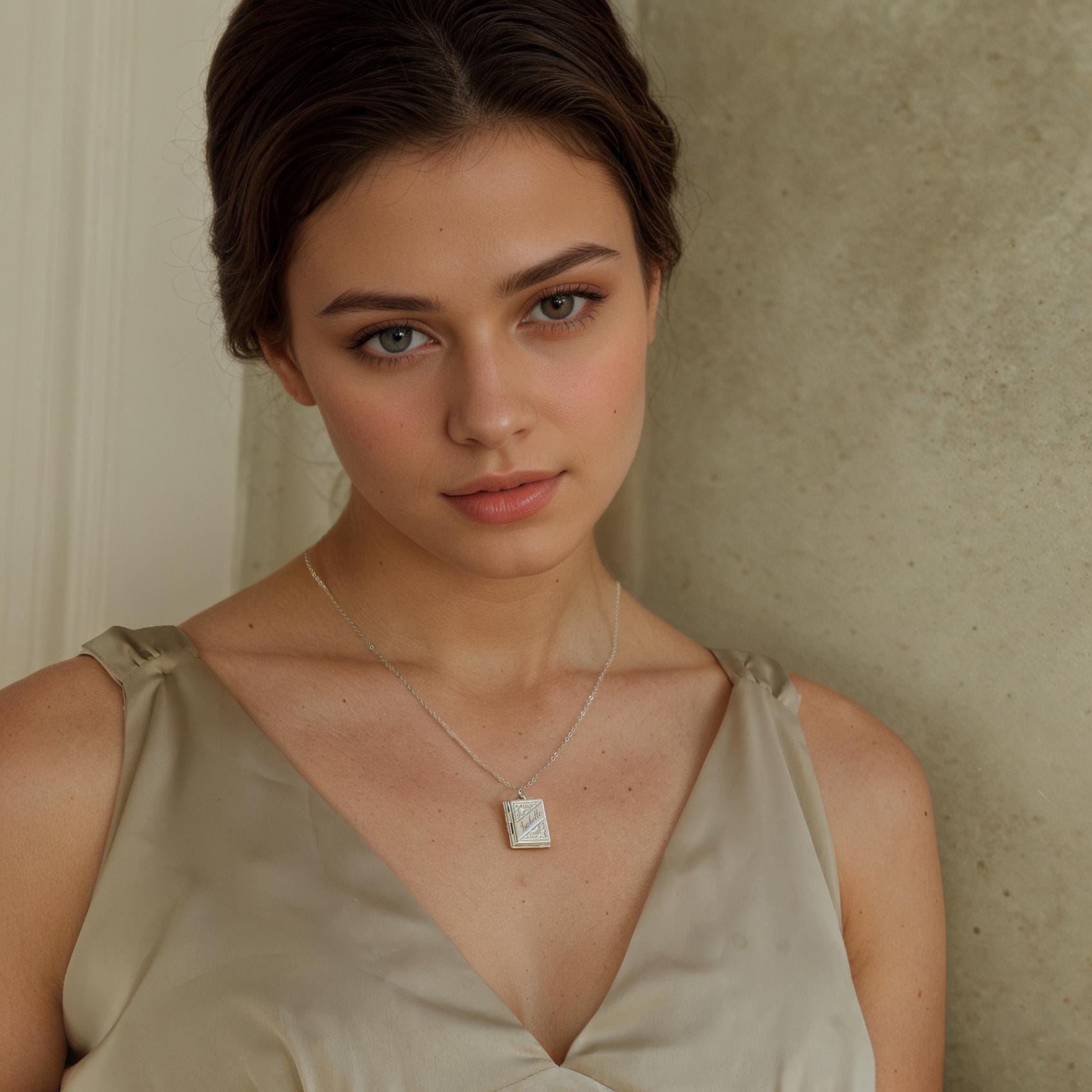 Silver Personalized Book Locket Necklace: Literary Gift with Photos and Hidden Message