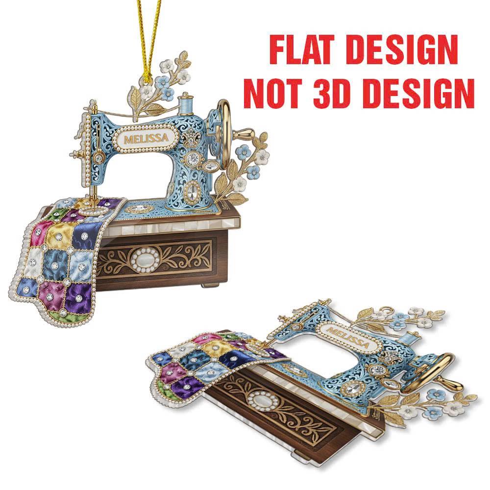 Personalized Sewing Machine Ornament, Custom Quilter Christmas Decor, Quilting Studio Decor