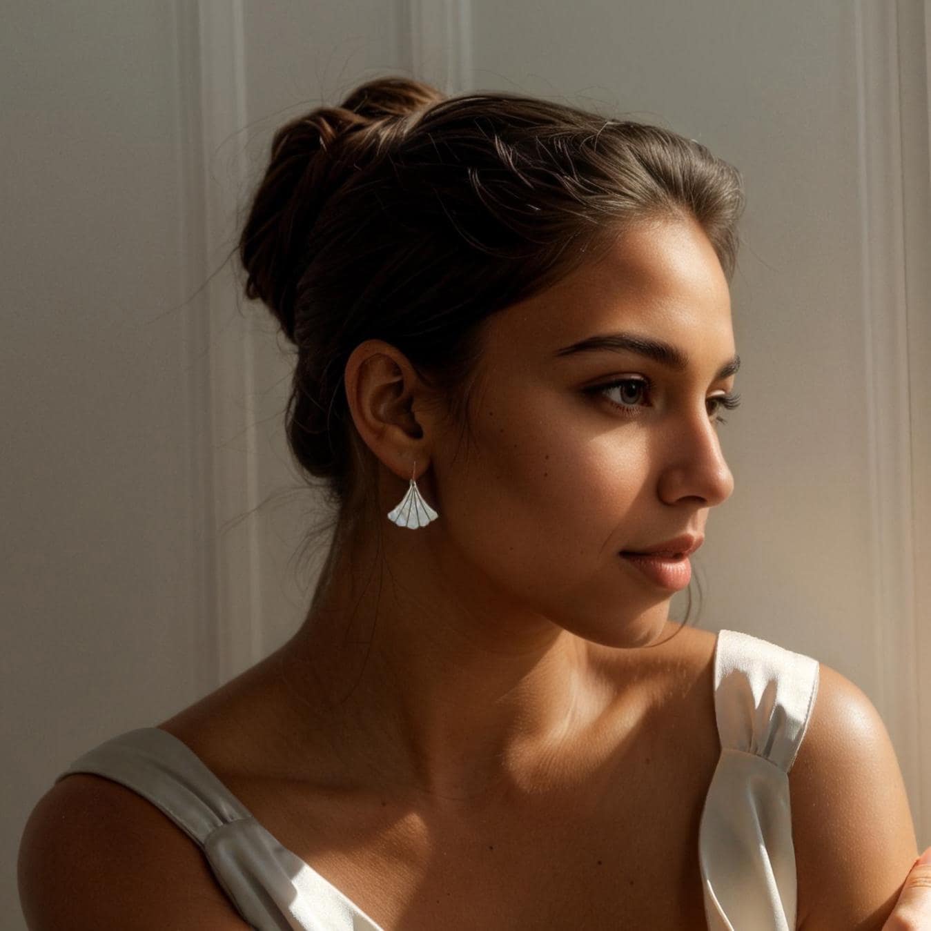 Art Deco Pearl Bridal Earrings: Gold or Silver Mother of Pearl Wedding Jewelry