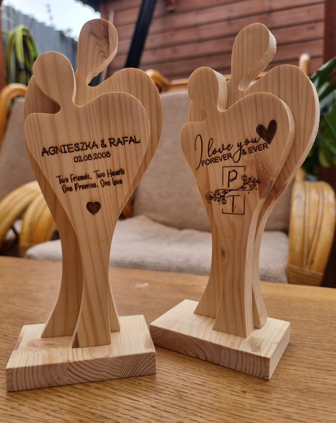 Personalised Handcrafted Wooden Couple Sculpture - A Symbol of Eternal Love, Gift For Wedding Anniversary