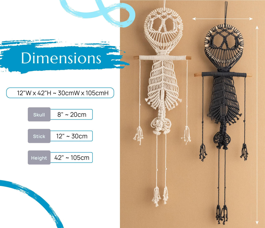 Skeleton Wall Hanging, Halloween Party Decor, Dark Academia Gift, Witchy Goth, Spooky Halloween, Macrame Handmade, Skeleton Halloween W94