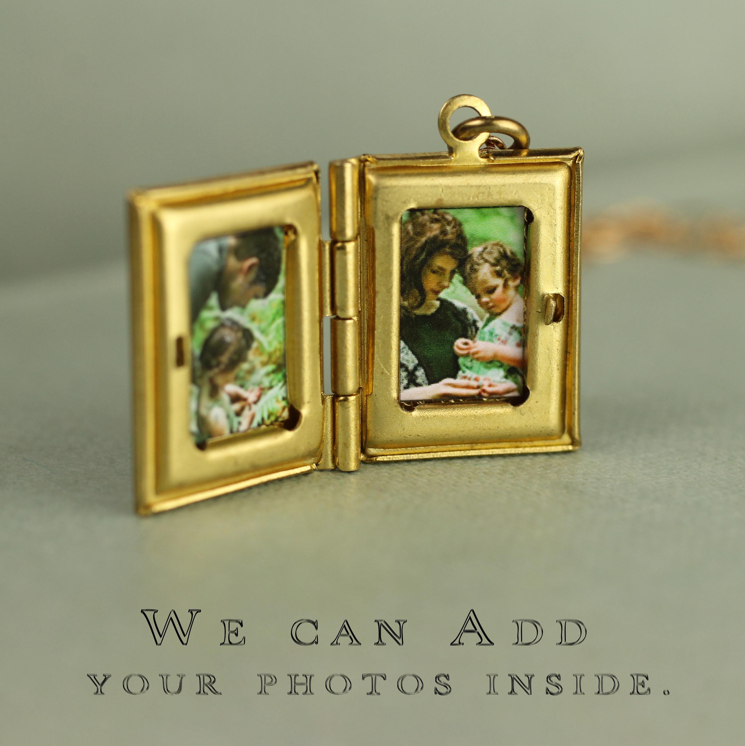 Personalized Book Locket Photo Necklace: Literary Gift with Hidden Message LKGP-12