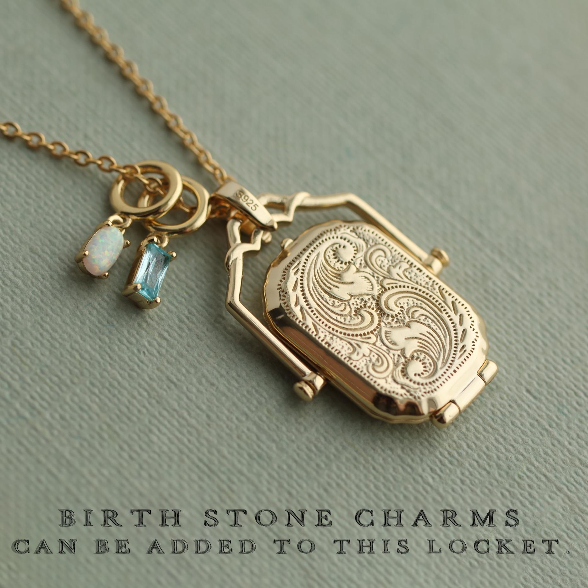 Gold Victorian Locket Necklace: Personalized Photo Pendant Memorial Gift