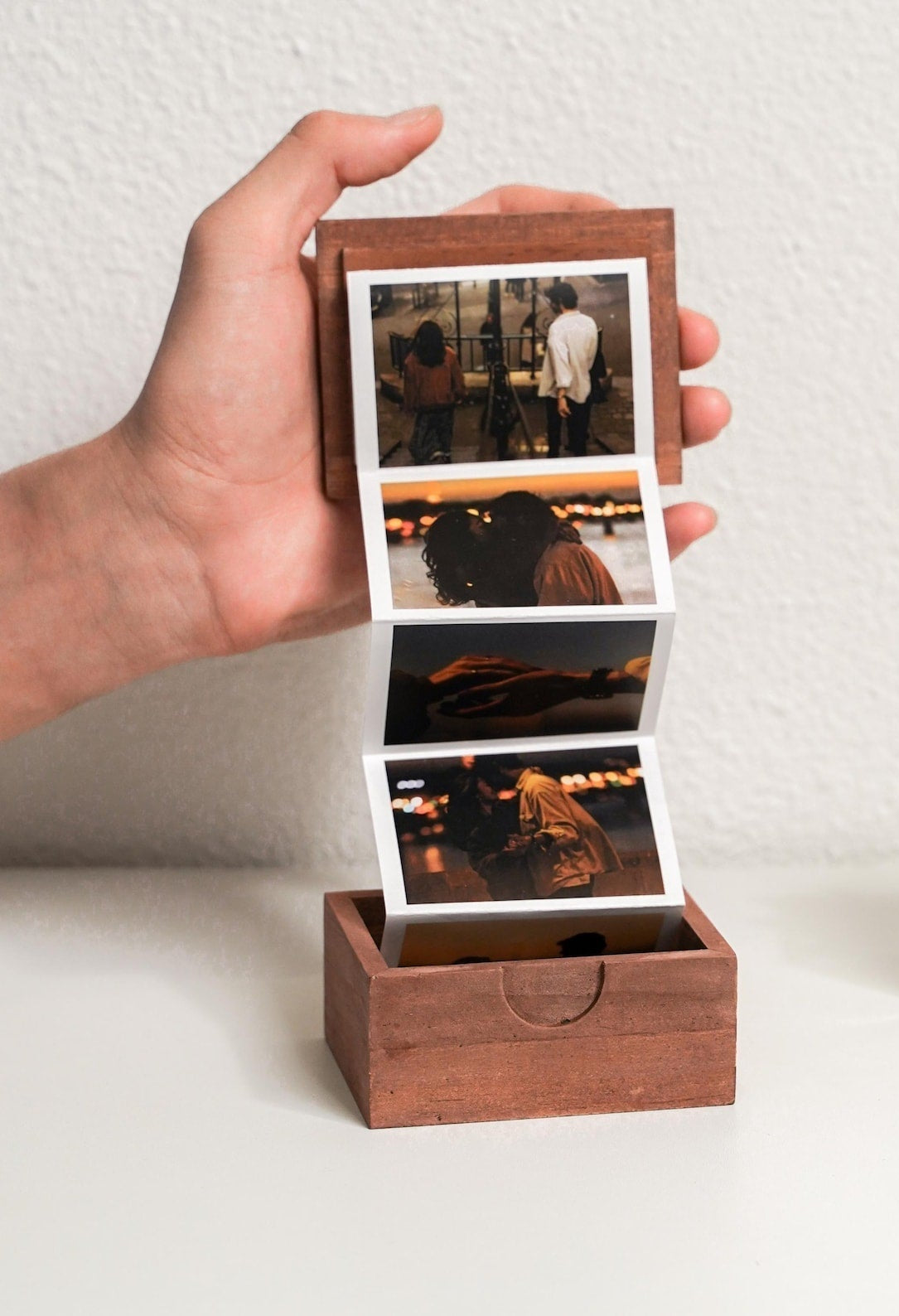 Pull Out Photo Album Custom Wooden Photo Box Personalized Memory Keepsake Box