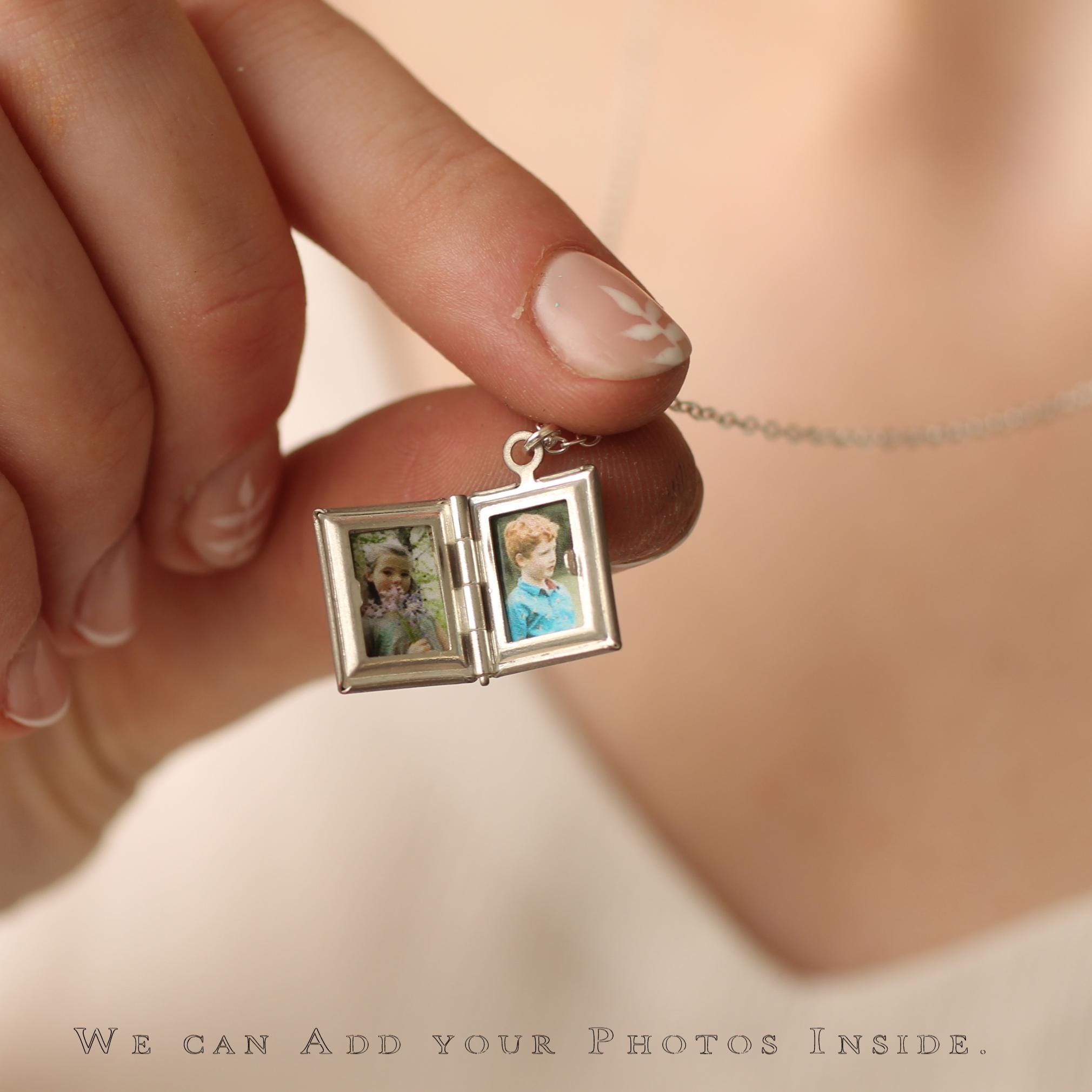 Personalized Silver Book Locket Necklace: Literary Gift with Hidden Message