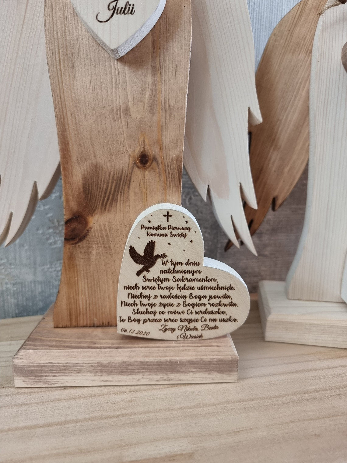 Personalised Solid Wood Angel, Guardian Angel, HandMade Angel, Rustic Angel Ornaments Decoration