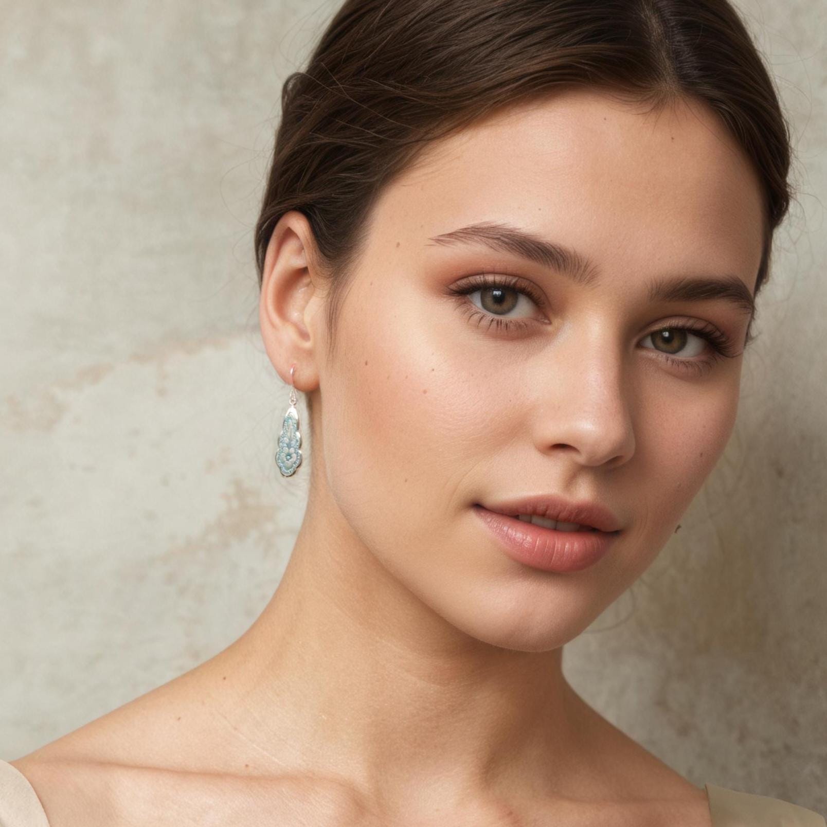 Victorian Turquoise Floral Drop Earrings: Art Nouveau Forget Me Not Jewelry