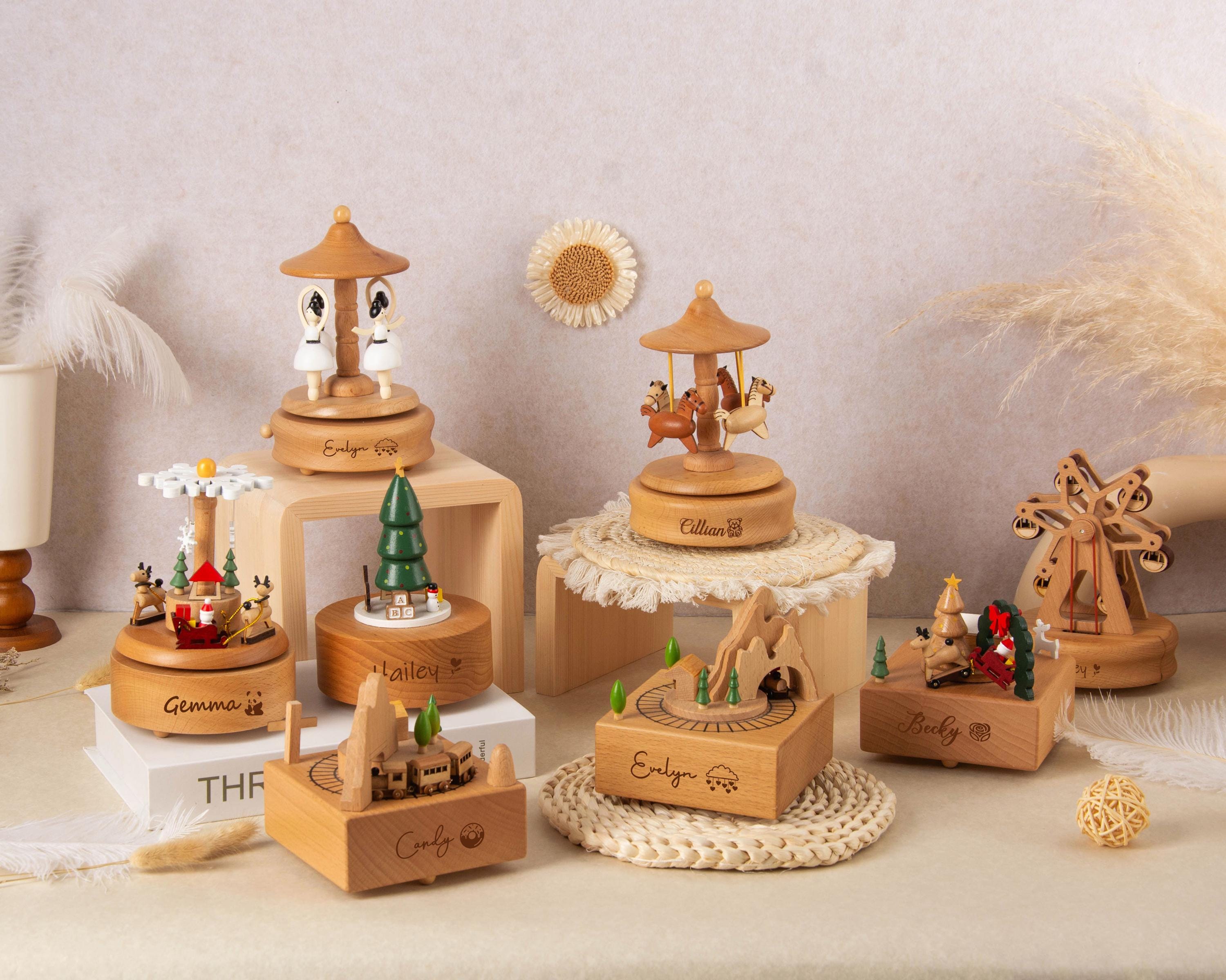 Personalised Wooden Musical Box,Keepsake Gift for Kids,Baby Shower Gift,Holiday Gift,Nursery Decor,Christmas Musical Box,Engraved Music Box