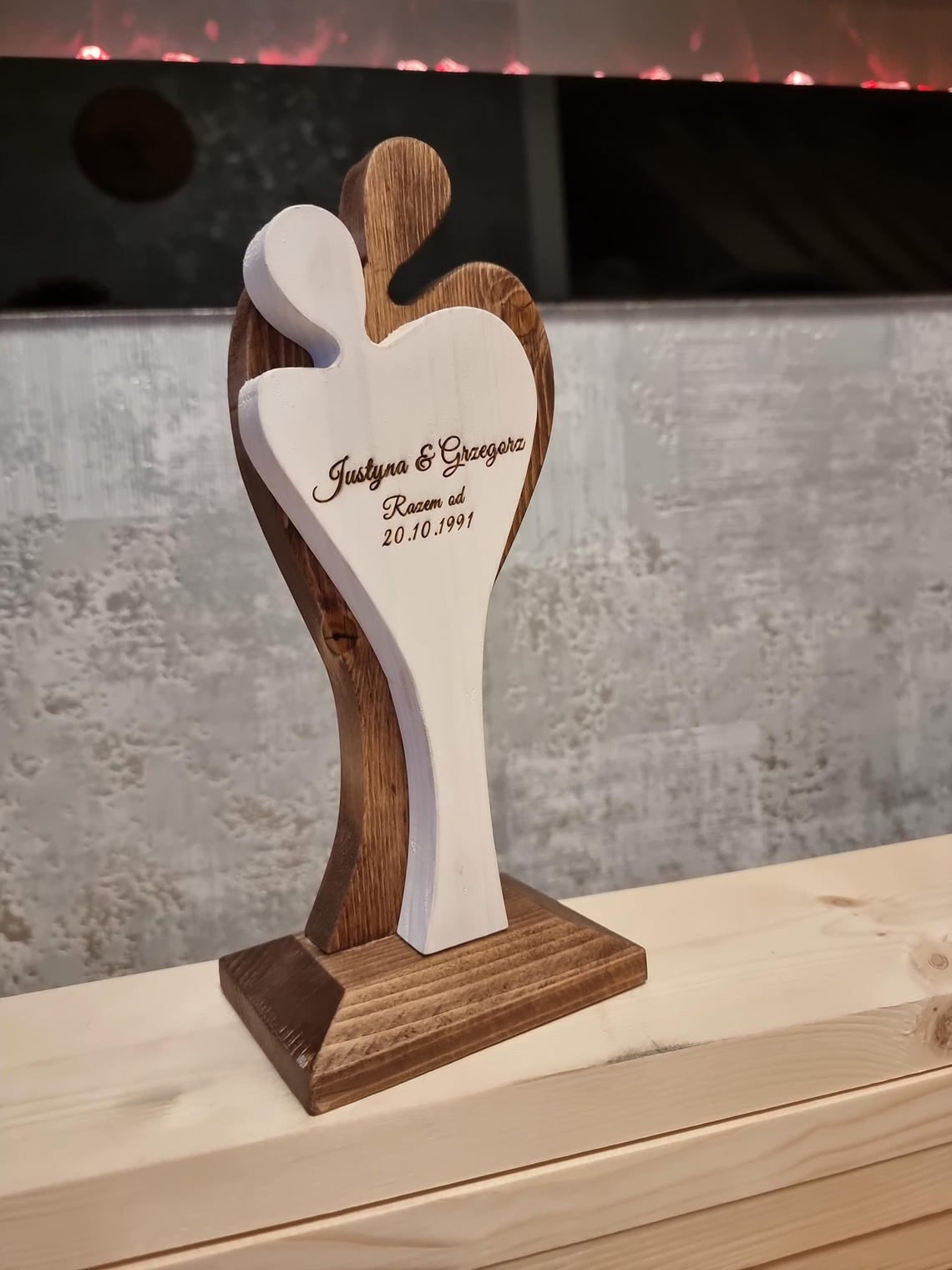 Personalized Wooden Sculpture, He and She Together Gift, Wedding, Anniversary, Valentine, Love, Always Forever