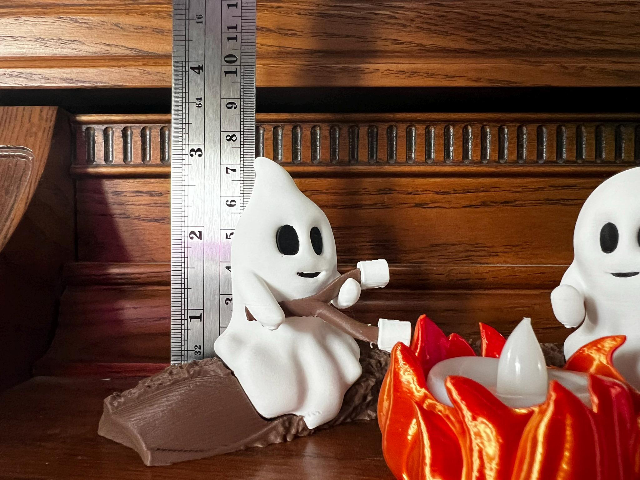 Ghost Campfire Gathering | Spooky Halloween Decor | Cute Ghost Figurine Set | Campfire Display | Haunted Ghost Scene | Ghost adventures