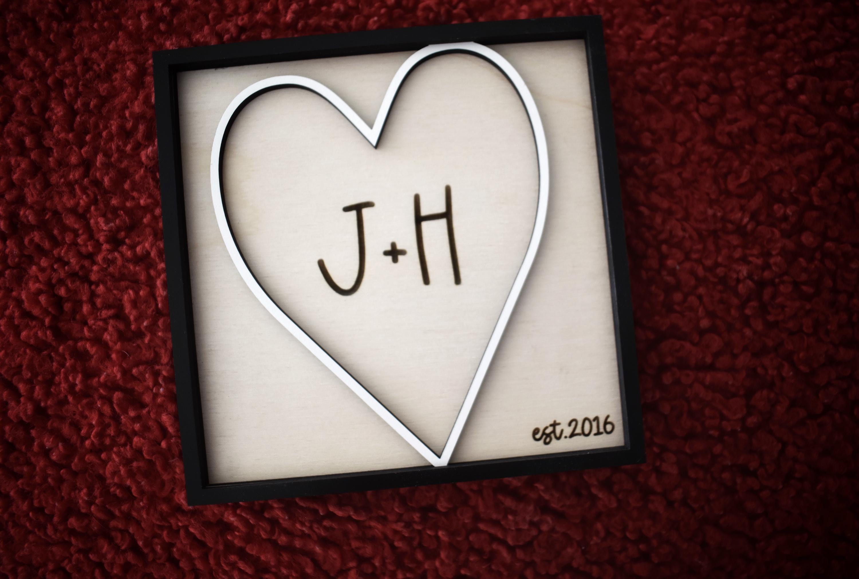 Personalized Dimensional Heart Sign – Custom Initials & Est. Year – Romantic Valentine’s Day Gift for Couples – Handmade Keepsake