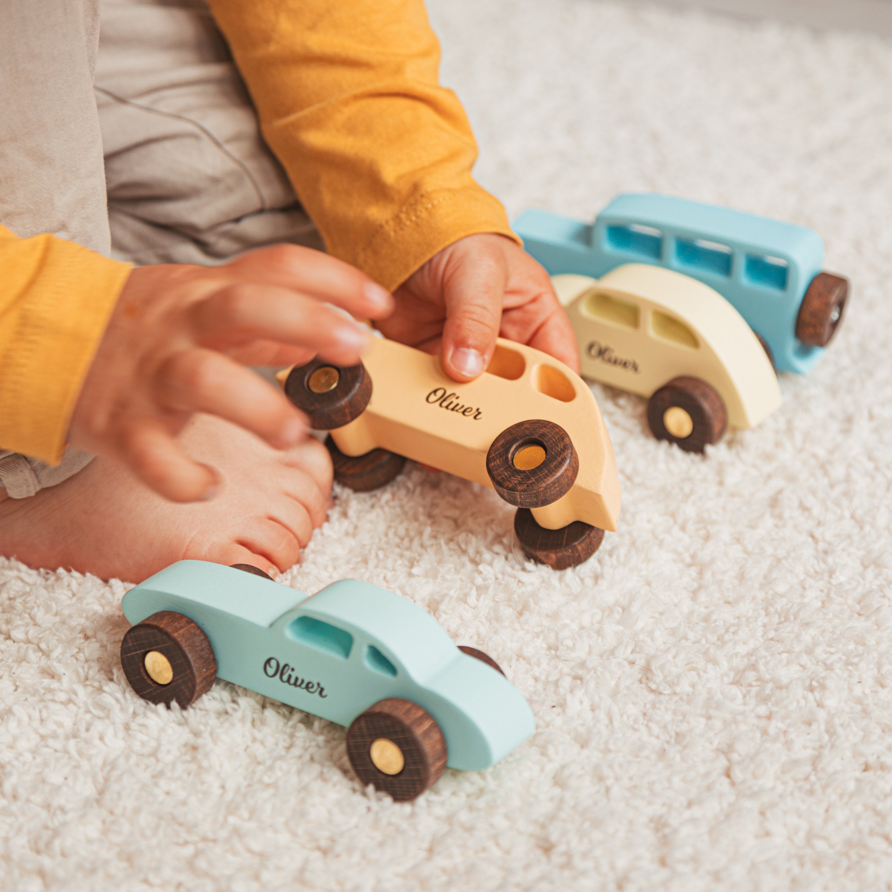 Collect Wooden Cars With Names, Sensory Toys For Toddlers, Baby Birthday Gift, Wooden Truck Toy, Personalized Gift For Kids, First Christmas