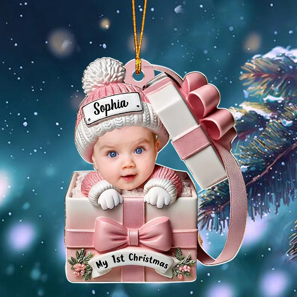 Baby Inside Gift Box - Personalized Custom Acrylic Ornament
