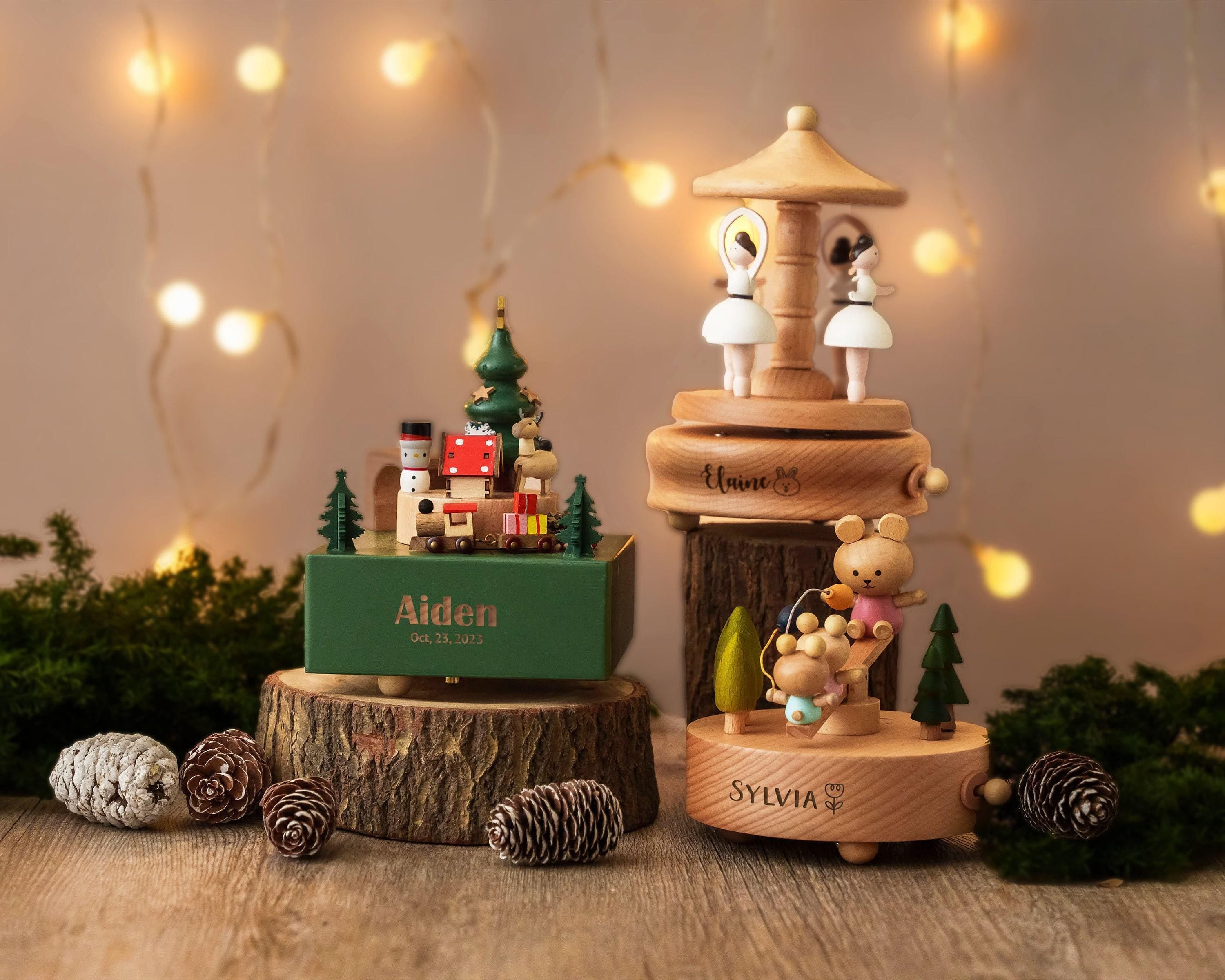 Personalized Wooden Train Music Box, Baby Shower Gift, 1st Birthday Gift, Keepsake Gift for Kids, Newborn Gifts, Engraved Name Music Box