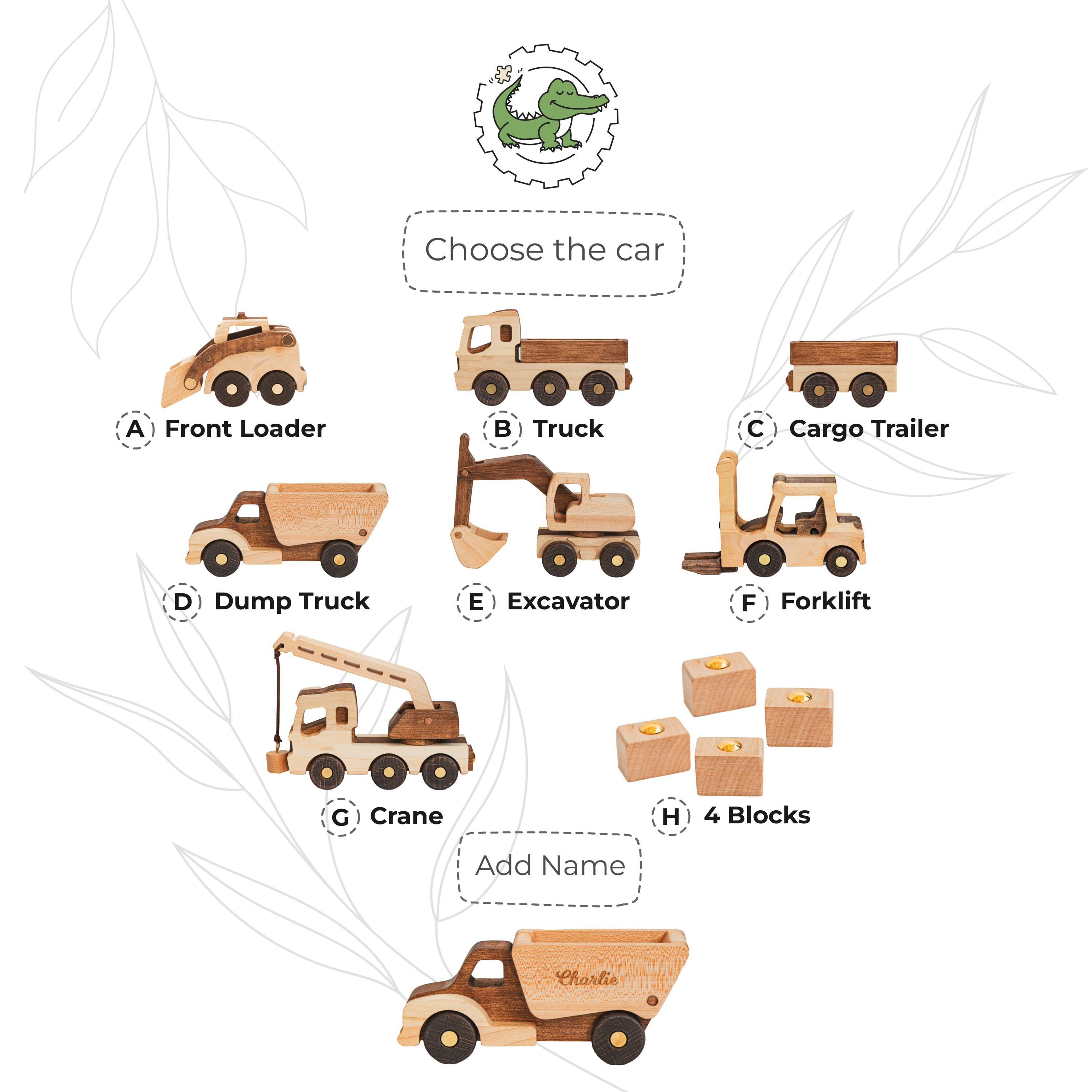 Toy Construction Excavator Handmade Wooden Construction Toy Vehicles Custom Baby Gifts Birthday Boy Gifts Kids Pretend Play First Christmas