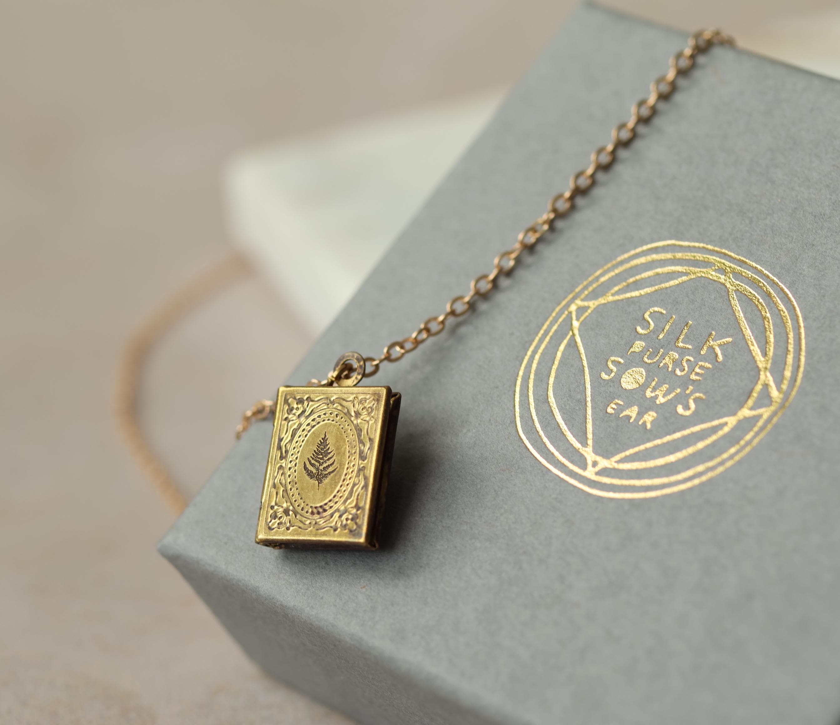 Personalized Book Locket Necklace: Victorian Gold Photo Keepsake