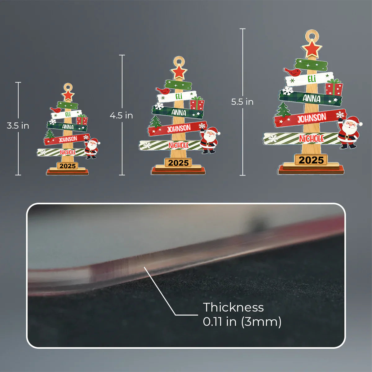 Our Family Christmas Tree Wooden Ornament - Personalized Christmas Gifts For Mom, Dad, Kids, Family