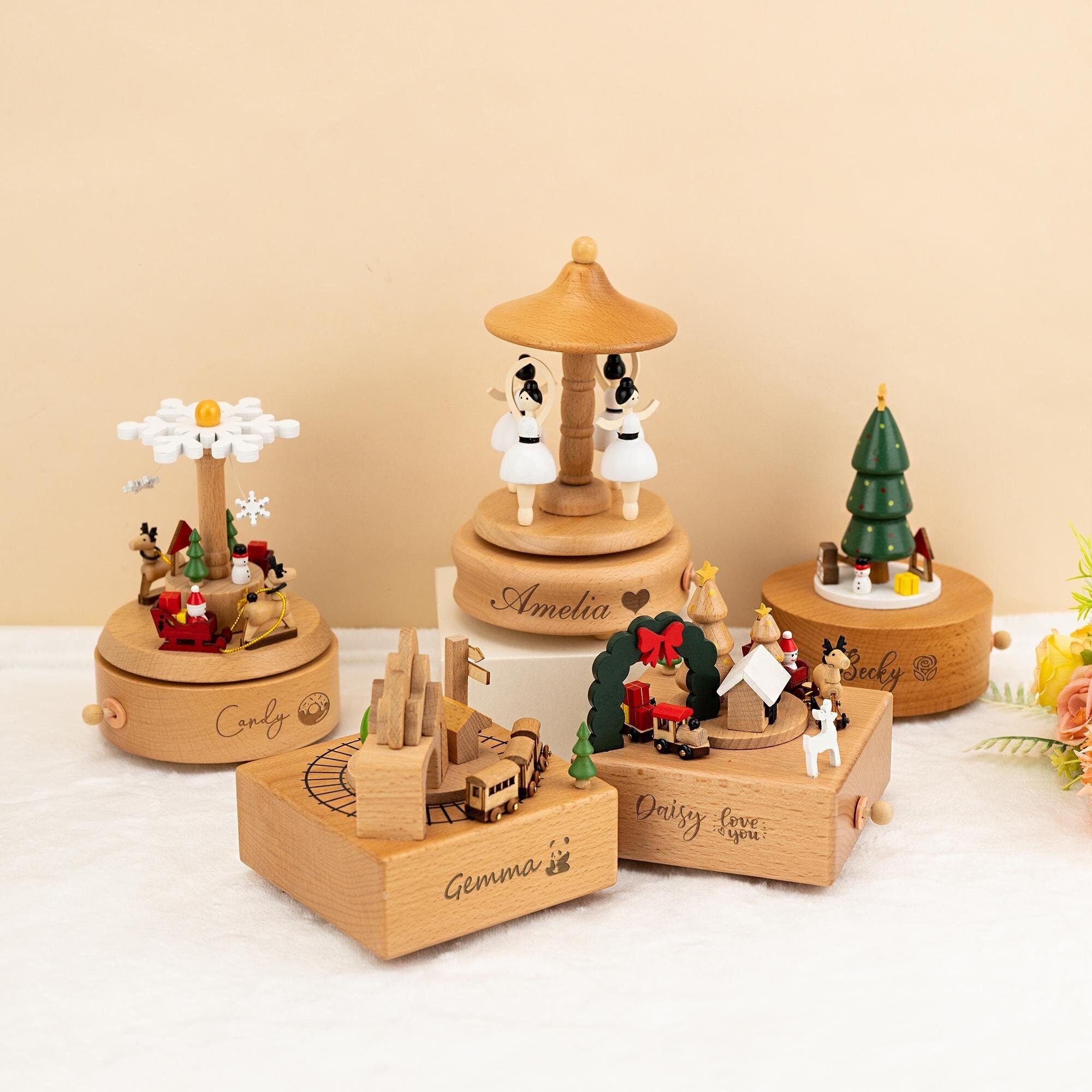 Personalised Wooden Musical Box,Keepsake Gift for Kids,Baby Shower Gift,Holiday Gift,Nursery Decor,Christmas Musical Box,Engraved Music Box