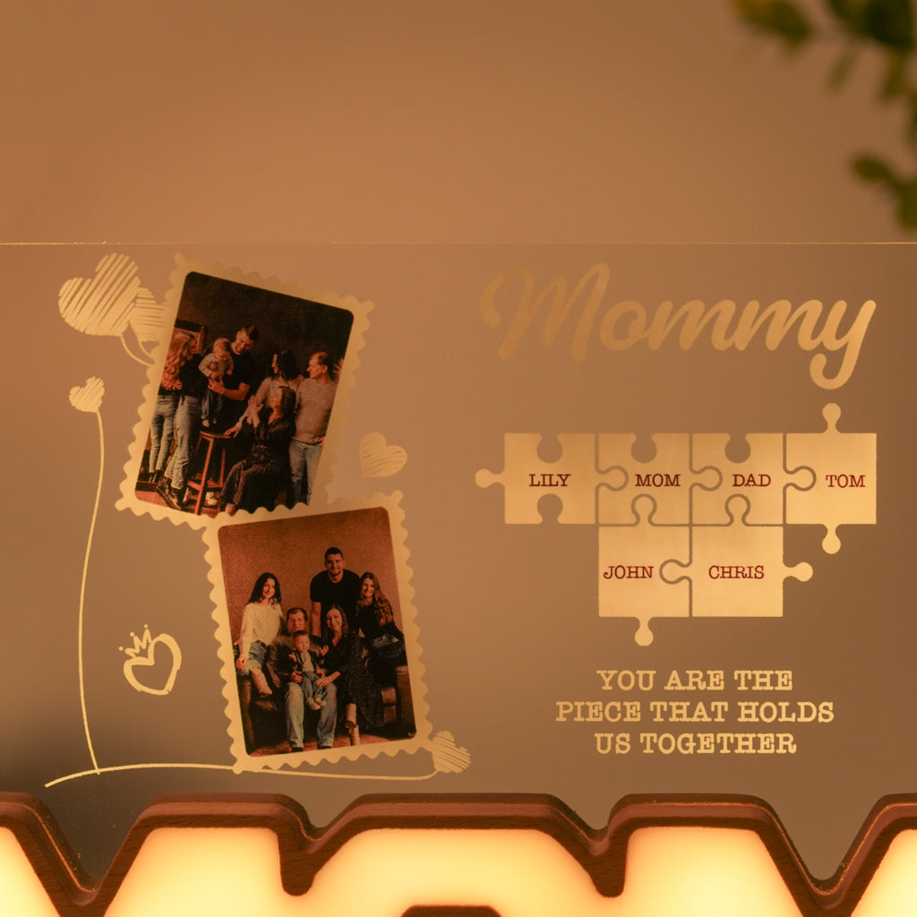Personalized MOM Letter Night Light – The Piece That Holds Us Together