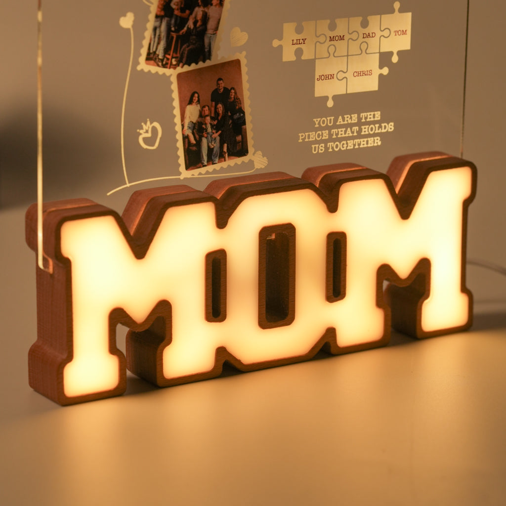 Personalized MOM Letter Night Light – The Piece That Holds Us Together