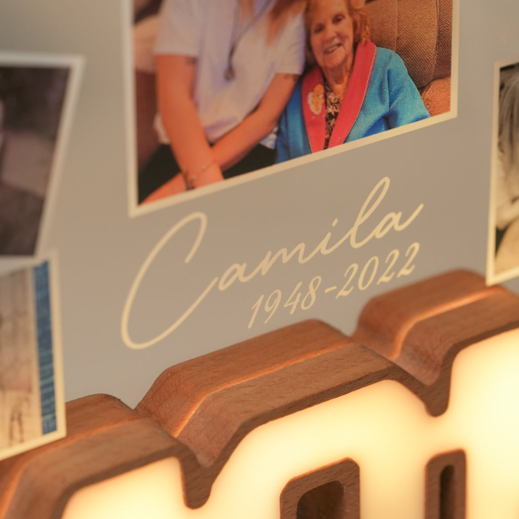Personalized MOM Letter Night Light – In Loving Memory with Dates & Images
