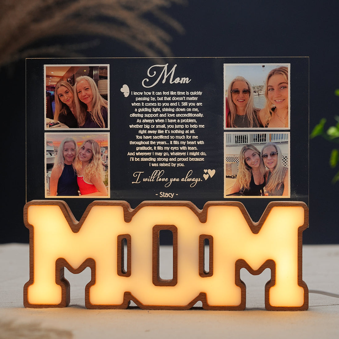 Personalized MOM Letter Night Light - A Message to Mom from the Heart