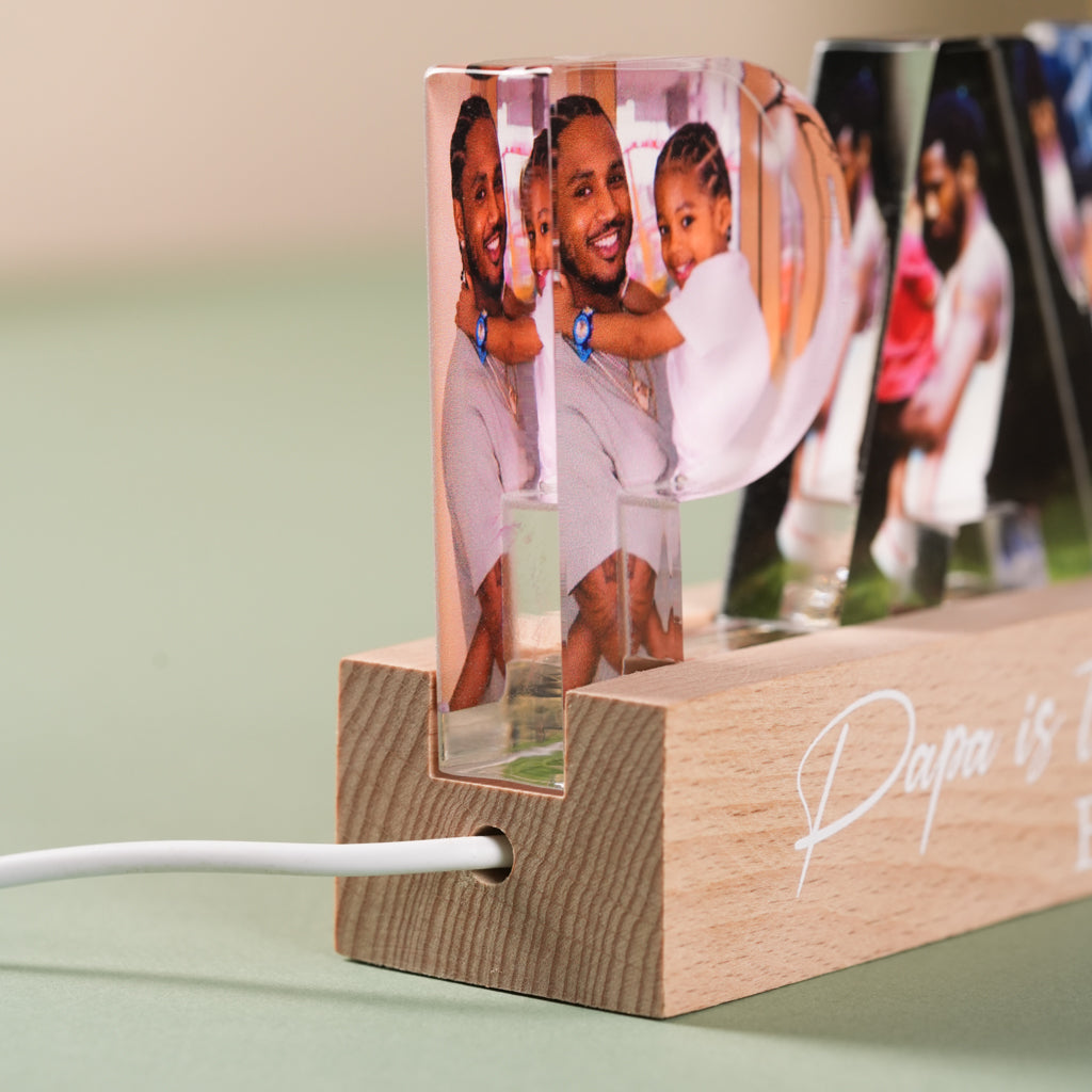 Personalized Acrylic Light – PAPA Letters with Photos, Perfect Gift For Dad, For Husband