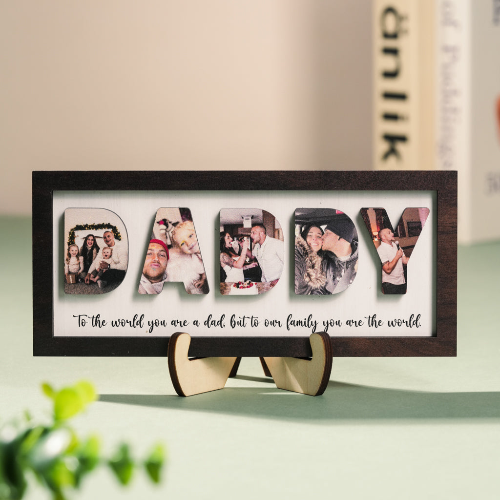 Personalized Wooden Frame for Dad with Family Photos – Father’s Day Special