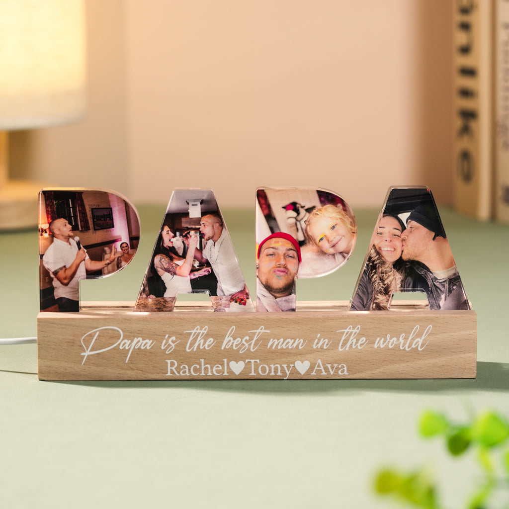 Personalized Acrylic Light – PAPA Letters with Photos, Perfect Gift For Dad, For Husband