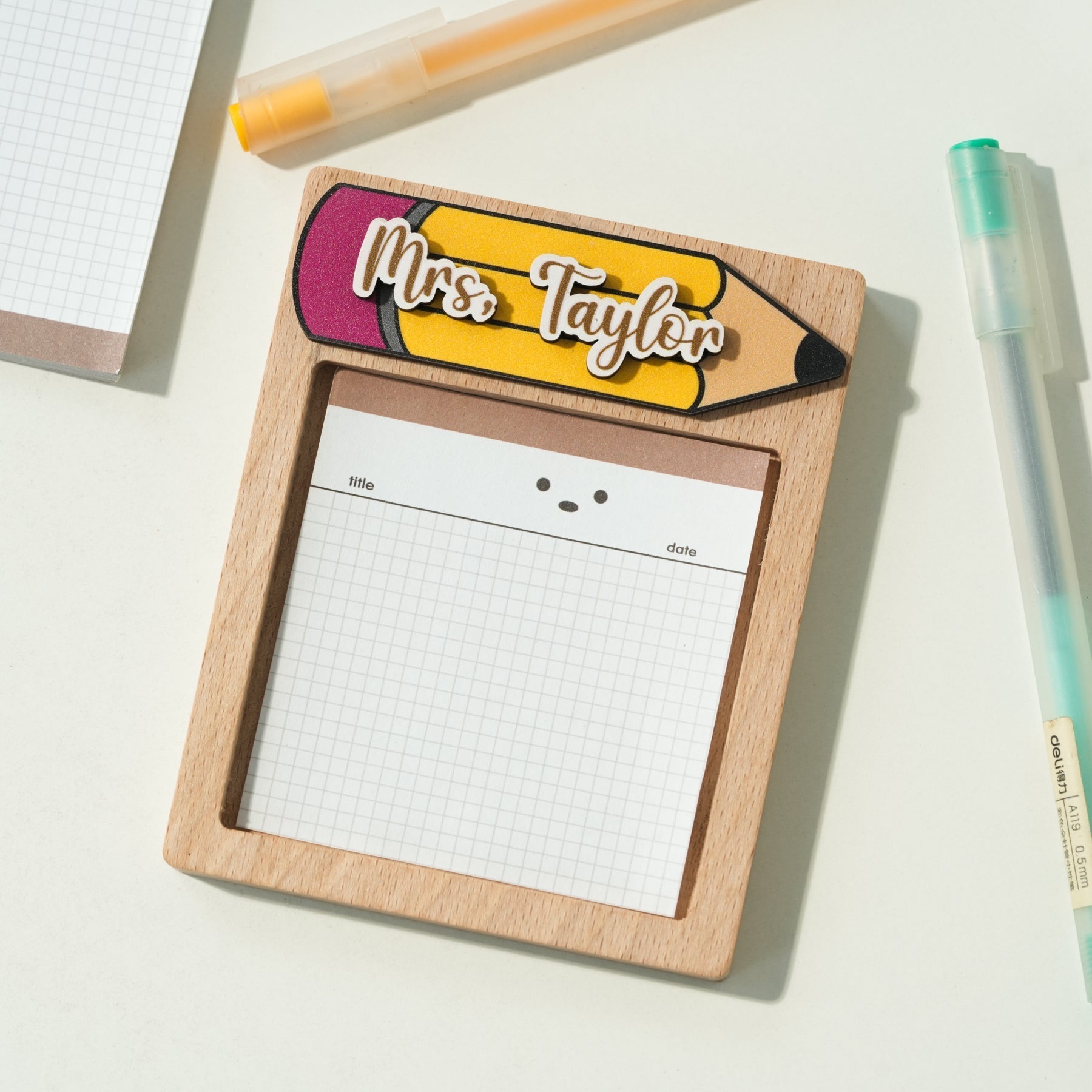 Sticky Note Pad Holder Gift, Personalized Note Pad Holder for your Teachers and Friends