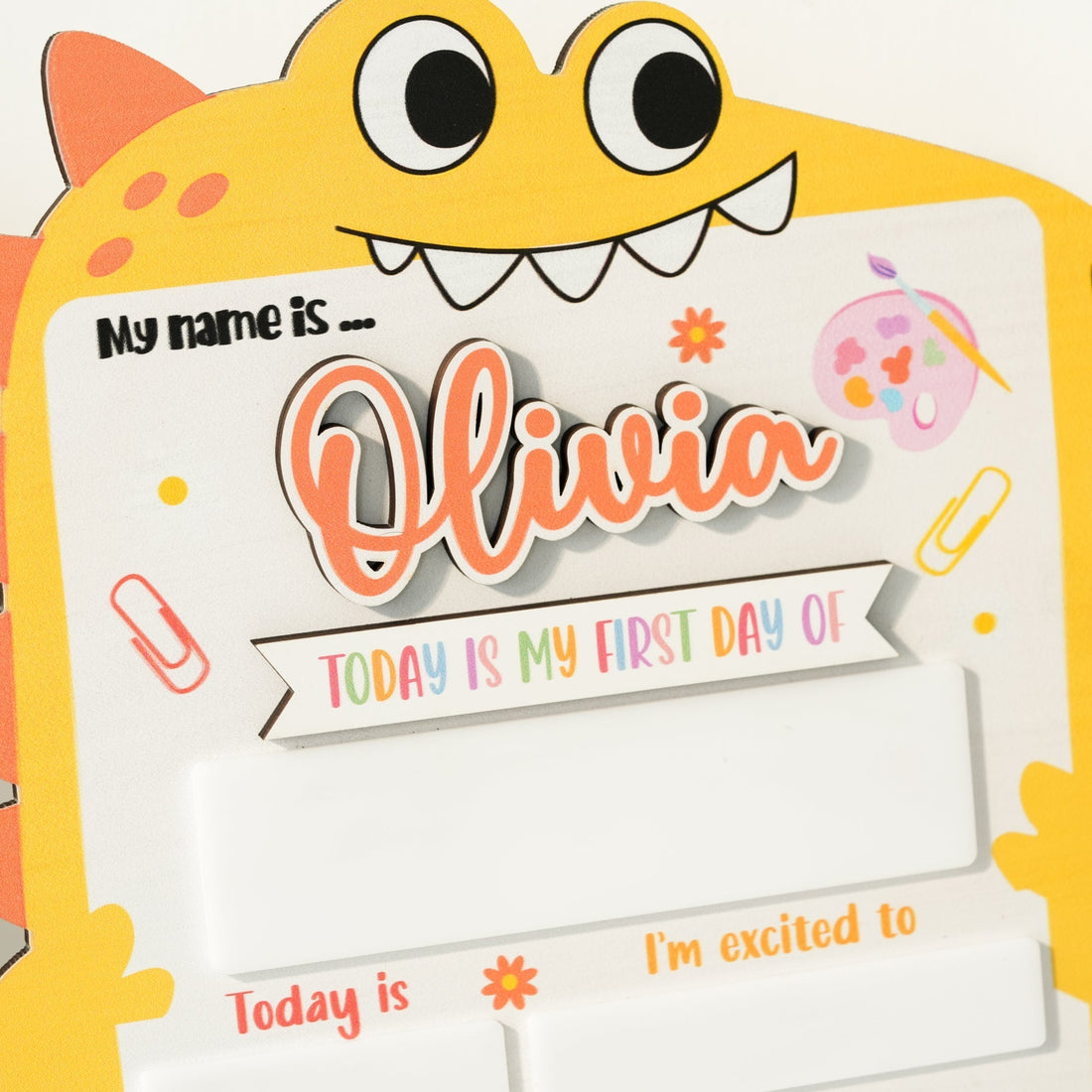 Back to School Sign Dino, Custom Kids School Board Sign