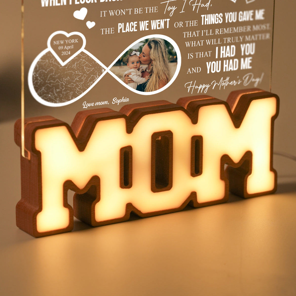 Personalized MOM Letter Night Light - Baby Star Map for Mother's Day