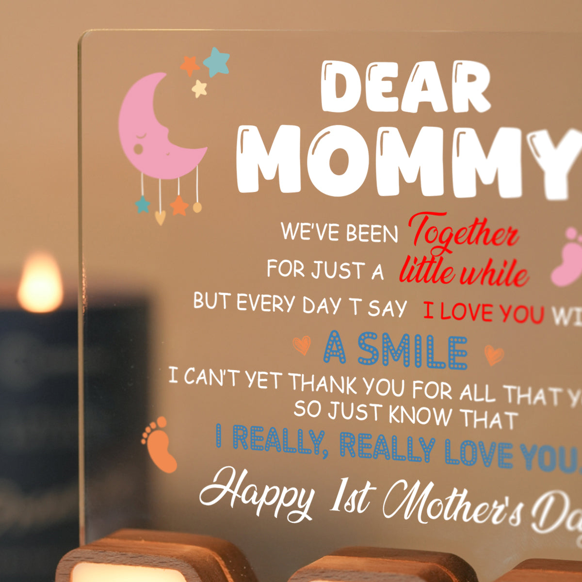 Personalized MOM Letter Night Light - Happy First Mother's Day