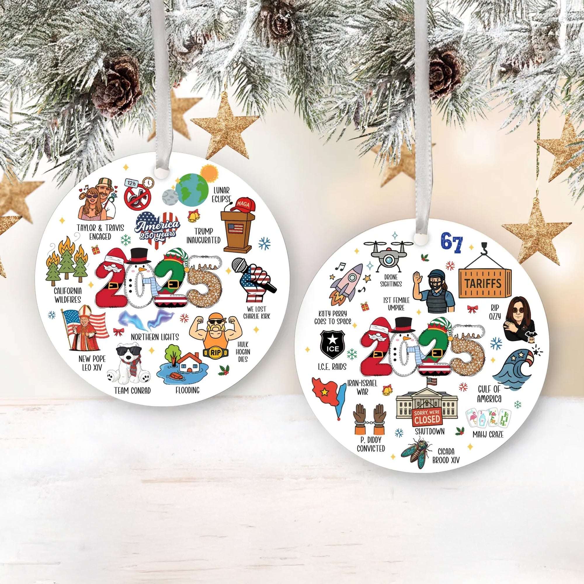 2025 Events Ornament, 2025 Year in Review, 2025 Christmas Ornament, Notable Events of 2025, 2025 Yearly Keepsake, Ornament Gift Exchange