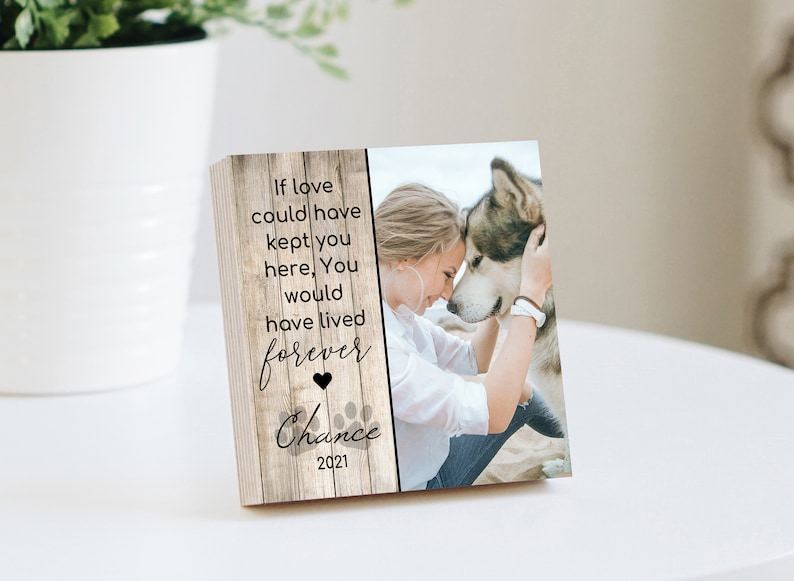 Personalized Pet Sympathy Memorial - Printed Photo Block 4" or 6" w/ Handwritten Card -Dog Memorial Frame Dog Sympathy Gift Dog Remembrance