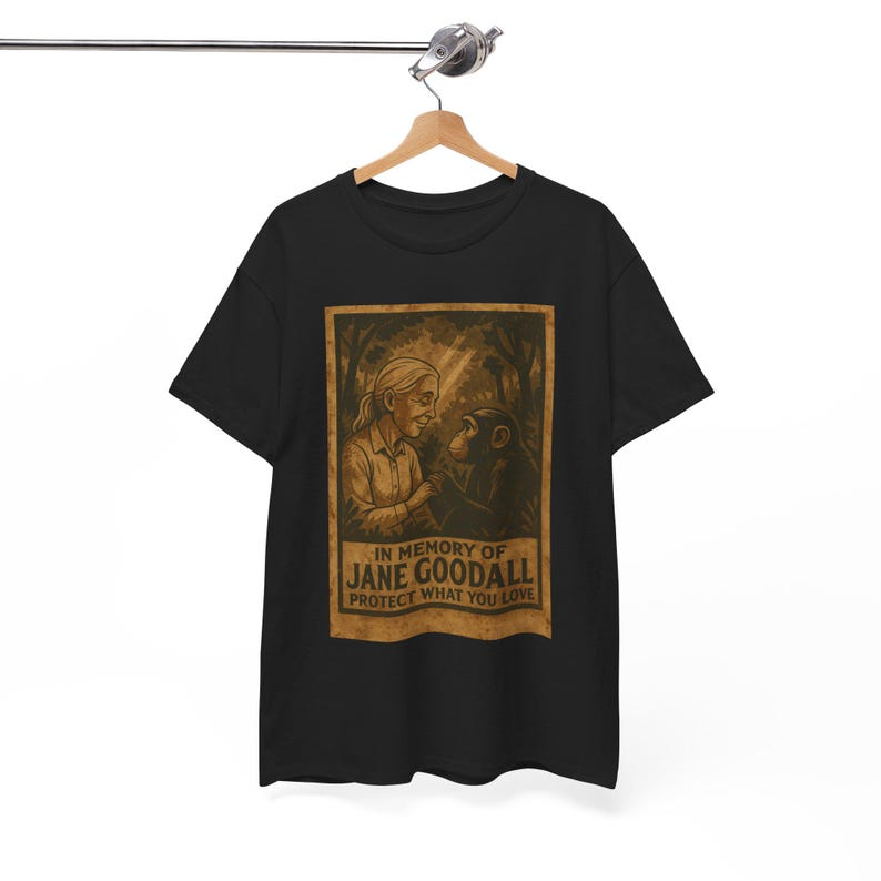 Vintage Jane Goodall Chimp T-Shirt, 90s Aesthetic Tee, Streetwear Gift, Pop Culture Top, Unisex Heavy Cotton Shirt