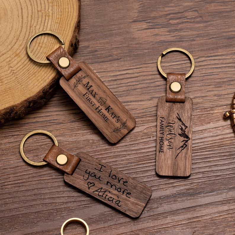 Personalized Walnut Wood Keychain
