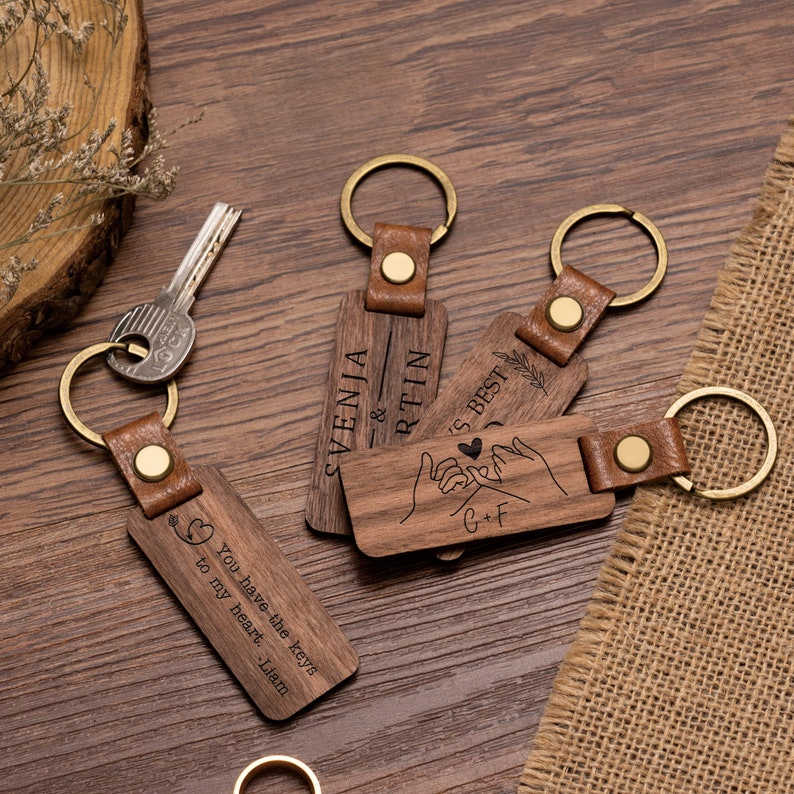 Personalized Walnut Wood Keychain