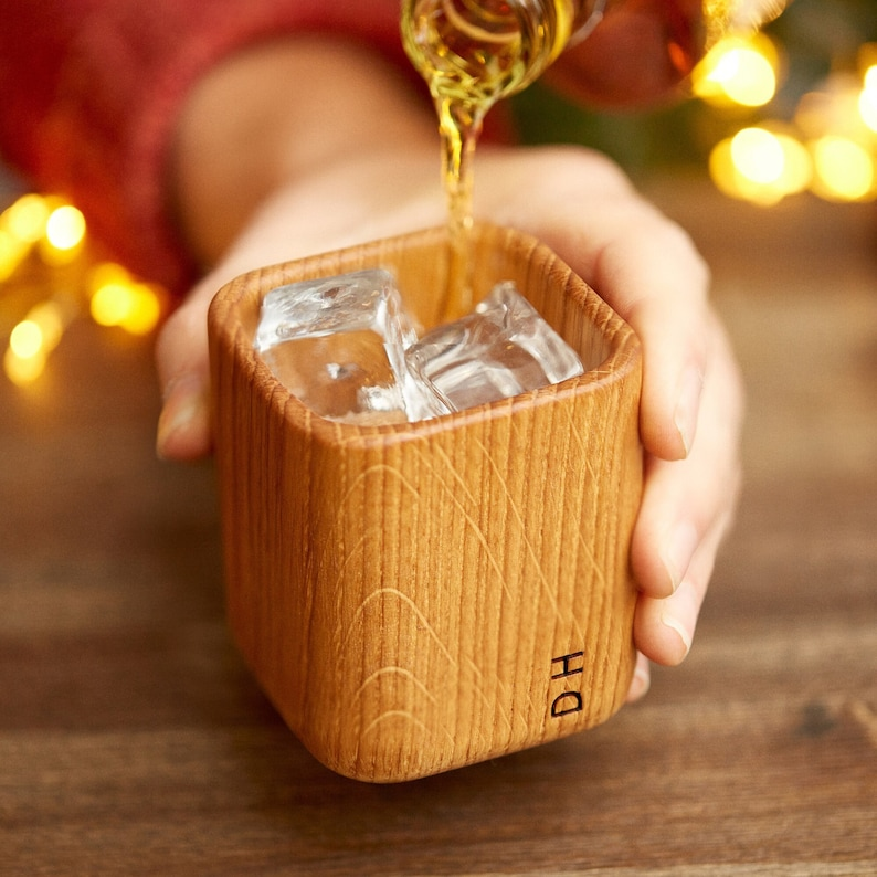 Personalised Oak Whiskey Tumbler