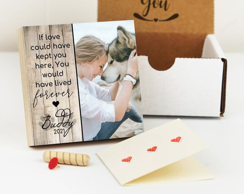 Personalized Pet Sympathy Memorial - Printed Photo Block 4" or 6" w/ Handwritten Card -Dog Memorial Frame Dog Sympathy Gift Dog Remembrance