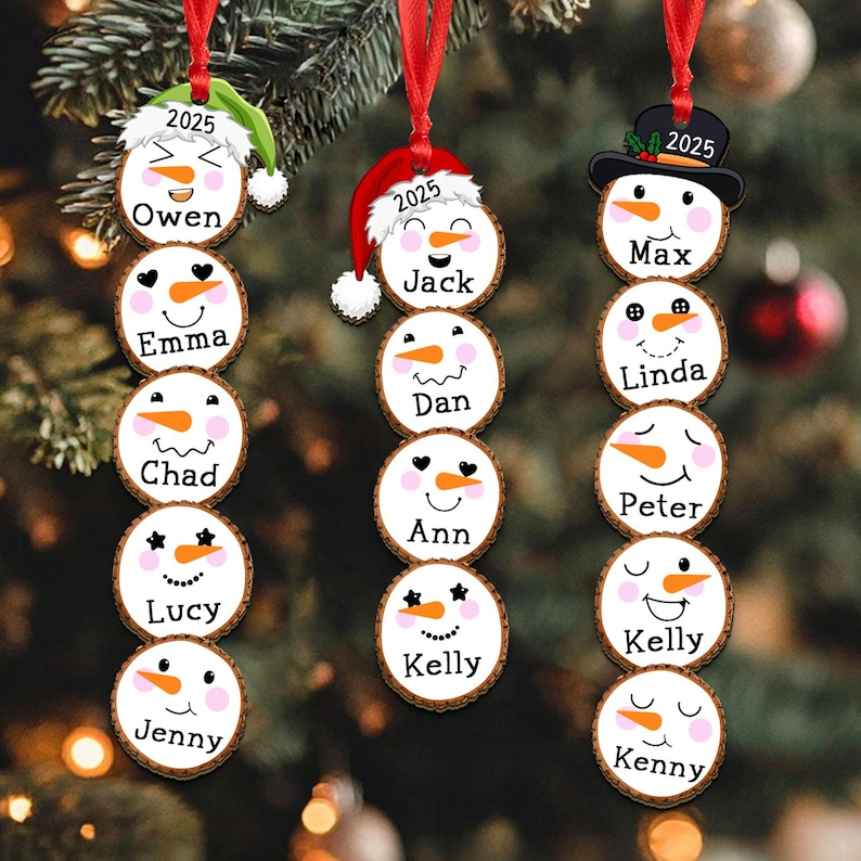 Custom Snowman Christmas Ornament 2025, Family Ornament Gift Ideas, Family Snowman Ornament Custom, Christmas Tree Ornament, Family Ornament