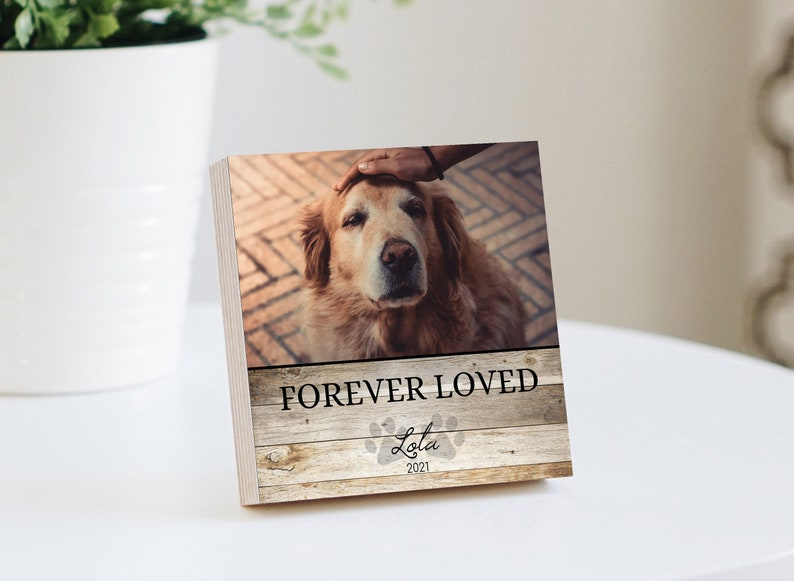Personalized Pet Memorial Printed 4" or 6" - Wood Photo Block - Dog Loss Gift - Dog Memorial Frame - Pet Loss Gift Dog - Pet Memorial