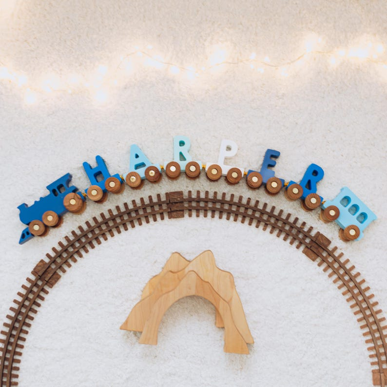 Personalized Train | Train Name With Magnets First Birthday Gift Baby Toys Wooden Train With Railway Fidget Toys For Kids Nursery Decor