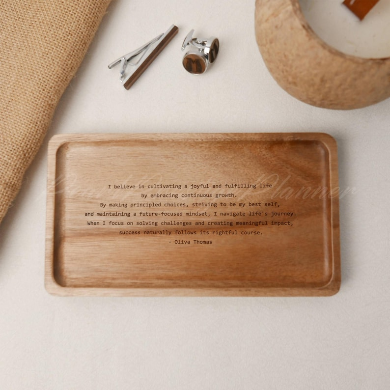 Custom Wooden Tray with Logo, Image or Text, Personalized Catchall Tray for Men, Gifts for Him, Desk Organizer, Branding Gift, Birthday Gift