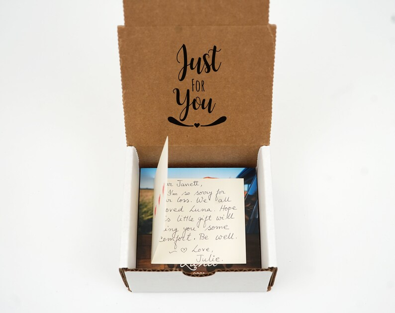 Personalized Pet Sympathy Memorial - Printed Photo Block 4" or 6" w/ Handwritten Card -Dog Memorial Frame Dog Sympathy Gift Dog Remembrance